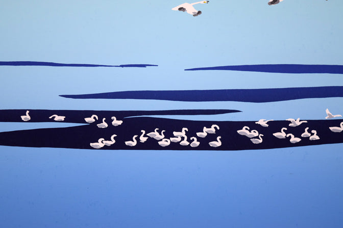 栗谷川健一「三つの白い世界（知床連峰）」シルクスクリーン版画　拡大画像4