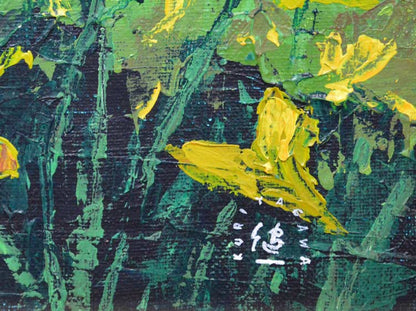 栗谷川健一「涛沸湖の初夏（北海道）」油絵・F10号　拡大画像3（サイン画像）