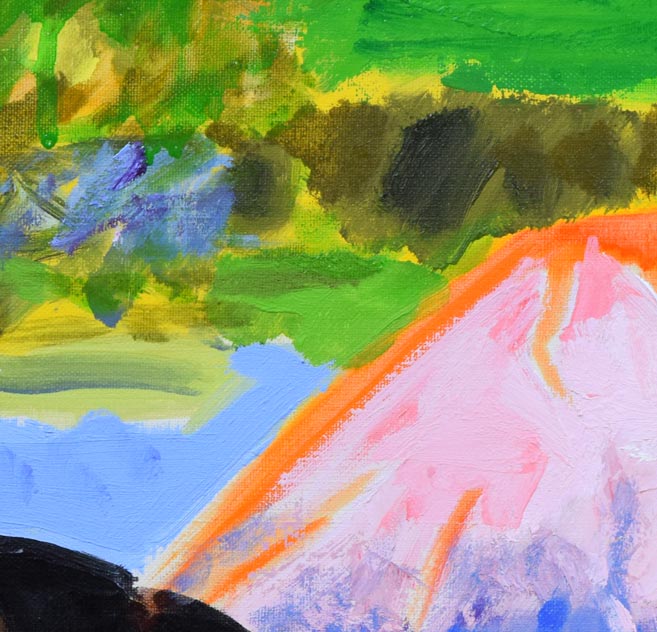 真柄修一「朝やけの羊蹄山」油絵・F6号　拡大画像1