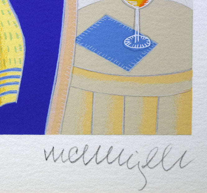 トーマス・マックナイト「グスタビア（GUSTAVIA-カリブ海小アンティル諸島）」シルクスクリーン版画　本人直筆鉛筆サイン拡大画像