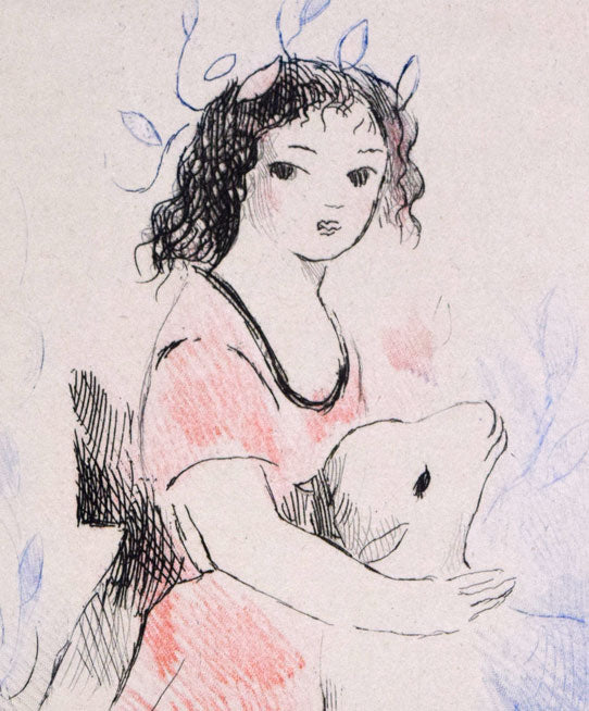マリー　ローランサン（Marie　Laurencin）「子羊（小動物物語）」銅版画　拡大画像1