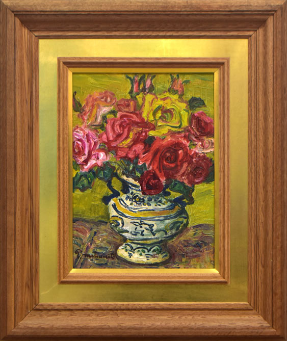 松本富太郎「薔薇」油絵・F4号