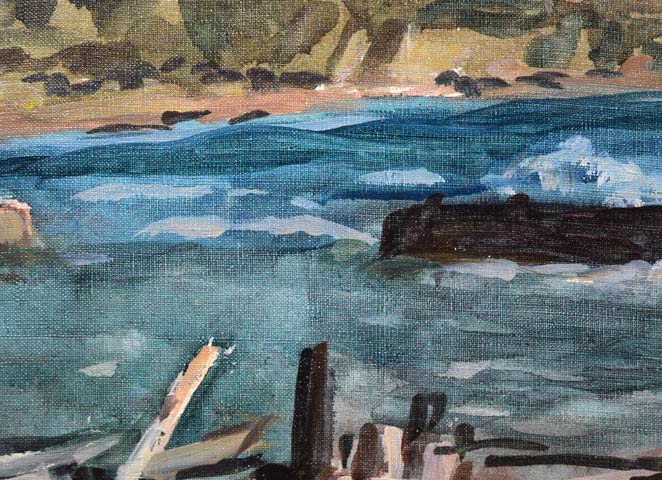 松島正幸「房州の海（御宿にて）」油絵・P8号　拡大画像3