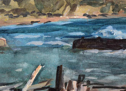 松島正幸「房州の海（御宿にて）」油絵・P8号　拡大画像3