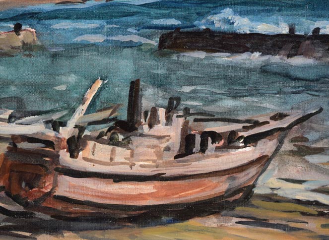 松島正幸「房州の海（御宿にて）」油絵・P8号　拡大画像4
