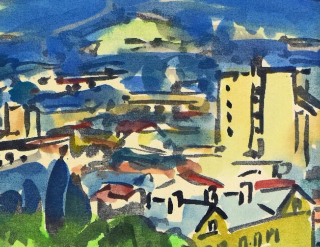 松島正幸「風景画」水彩画　拡大画像1