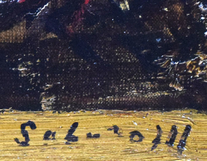 宮本三郎「えび・うに」油絵・M6号　サイン拡大画像