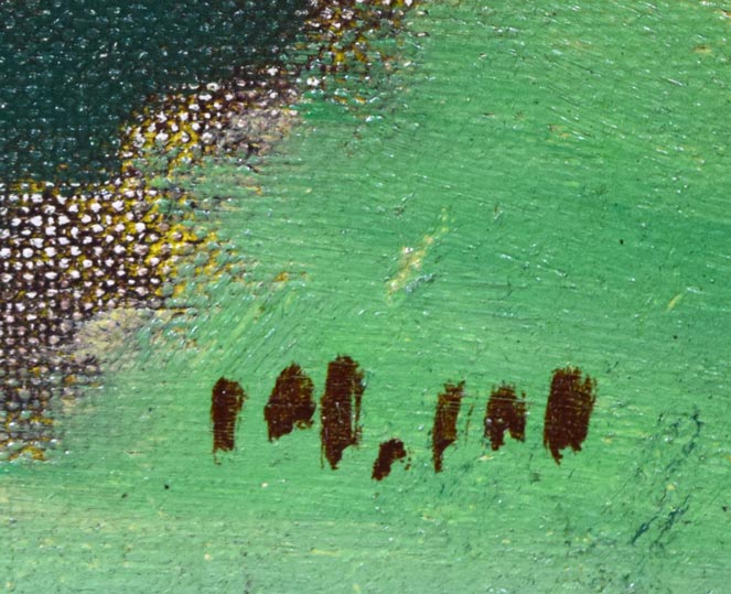 森松治「丸い木」油絵・F4号　サイン拡大画像
