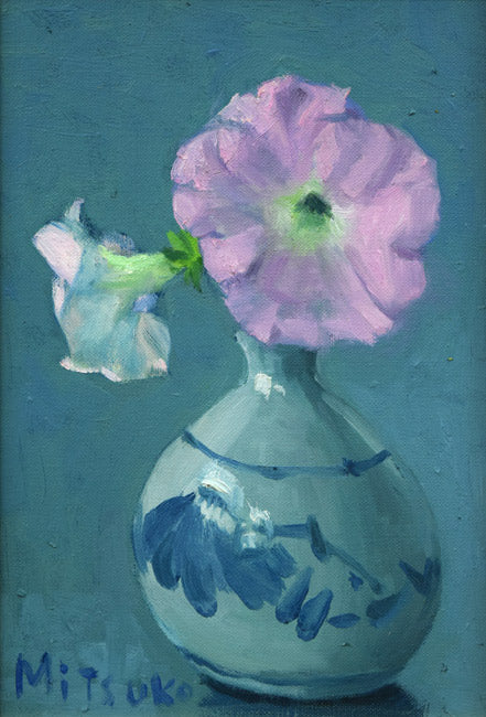 森本光子「花」油絵・SM　作品全体拡大画像