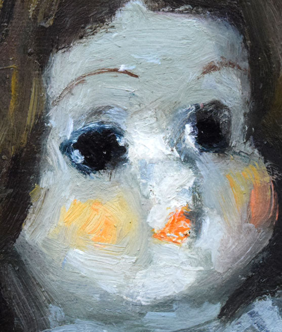 森本光子「人形」油絵・F0号　拡大画像2