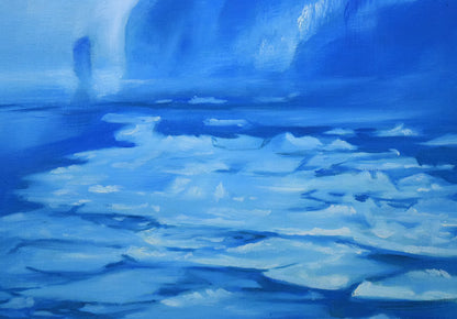 村瀬真治「オホーツク流氷・知床の春」油絵・F8号　拡大画像3