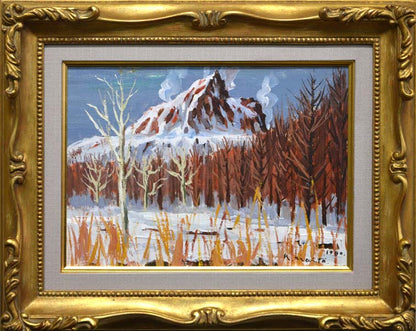 内藤一男「雪の昭和新山」油絵・F4号
