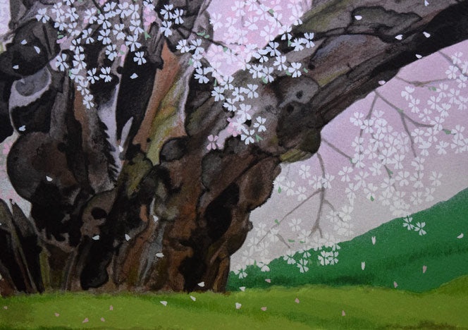 中島千波「臥龍櫻」シルクスクリーン版画　拡大画像3