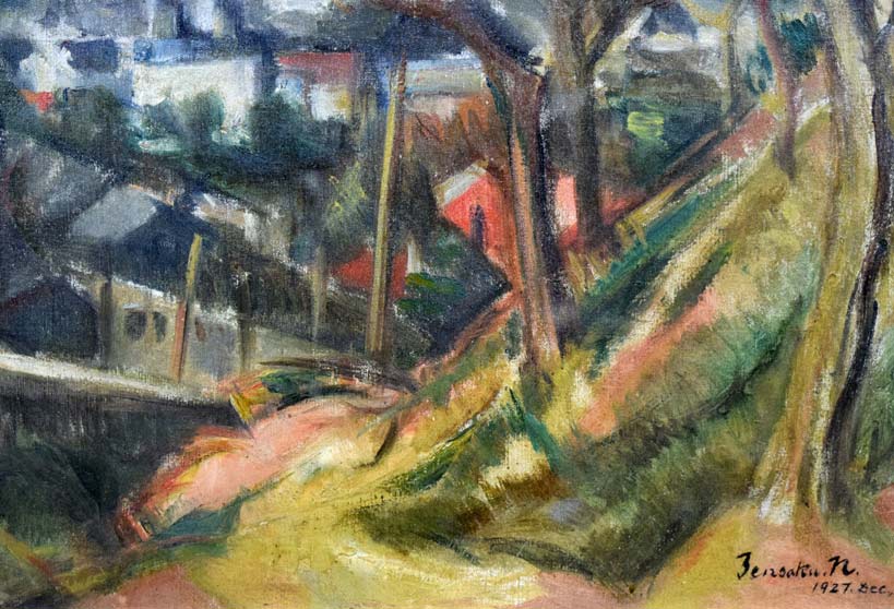 中村善策「北海道風景画」油絵・F20号　拡大部分3