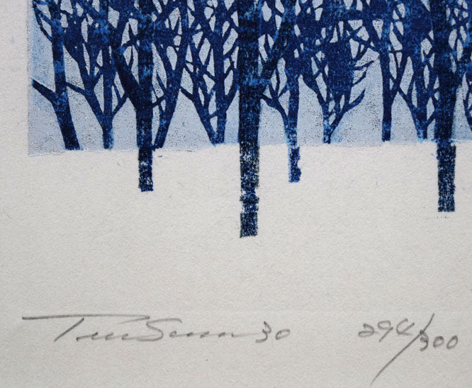 並木一「Tree　Scene　30」木版画　タイトル・限定番号（ed,294/300）拡大画像