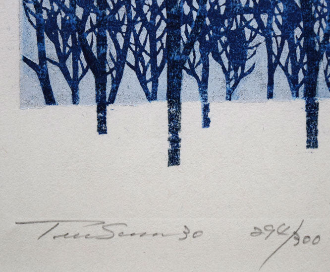 並木一「Tree　Scene　30」木版画　タイトル・限定番号（ed,294/300）