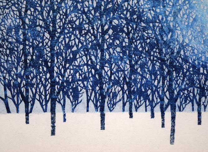 並木一「Tree　Scene　30」木版画　拡大画像3