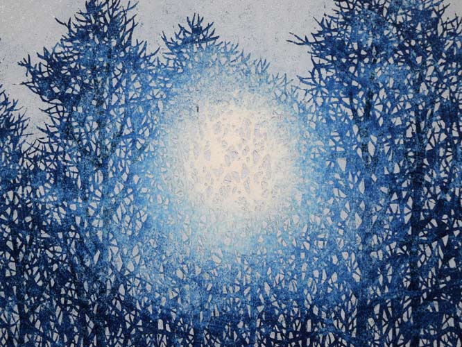 並木一「Tree　Scene　30」木版画　拡大画像1