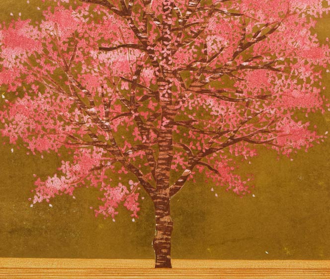 並木一「花みず木-1」木版画　拡大画像2