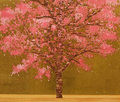 並木一「花みず木-1」木版画　拡大画像2