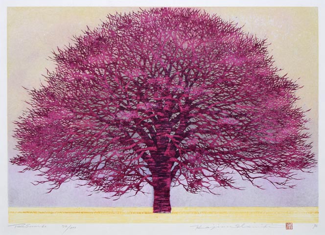 並木一「Tree　Scene　60」木版画　作品全体画像