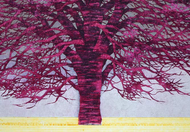 並木一「Tree　Scene　60」木版画　拡大画像3