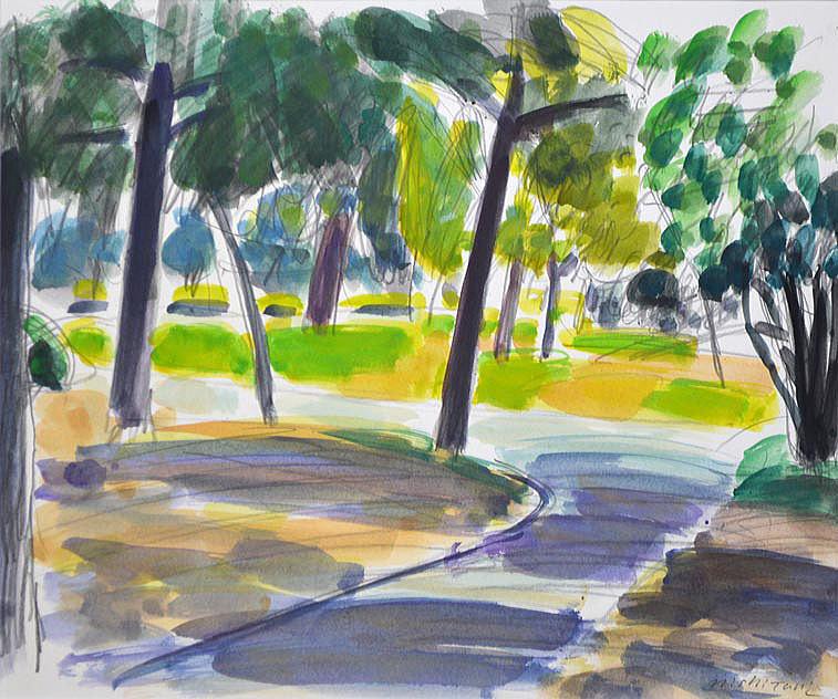 西谷　勝輝「廣島の風景」水彩画・日動画廊シール　作品全体拡大画像