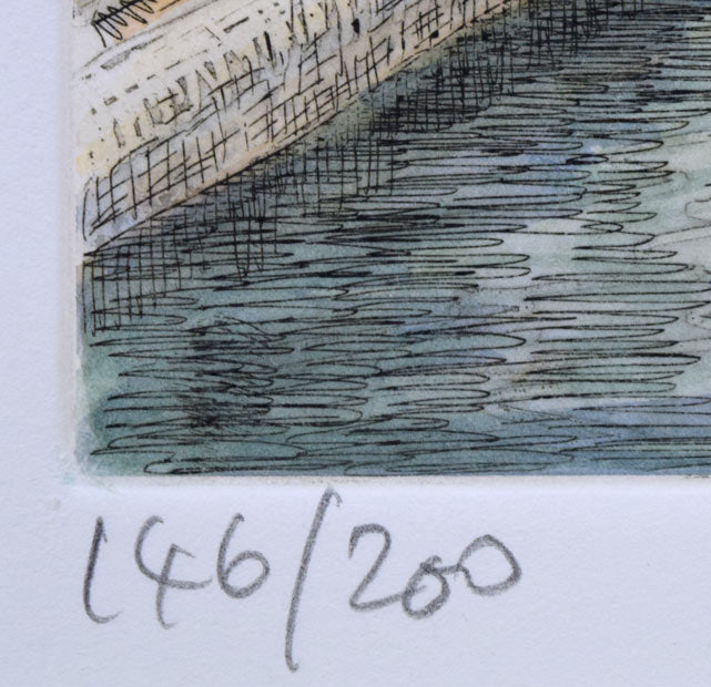 織田義郎「The　Venice　Ⅳ」銅版画に手彩色　限定番号（ed,146/200）拡大画像