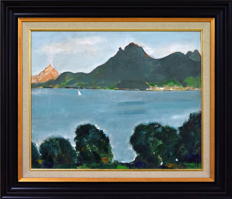 小川原脩「洞爺湖風景（北海道）」油絵・F15号・1958年作