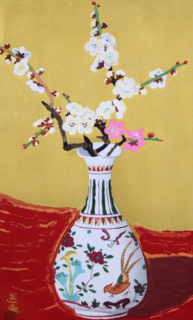 小倉遊亀「梅」木版画　作品全体拡大画像