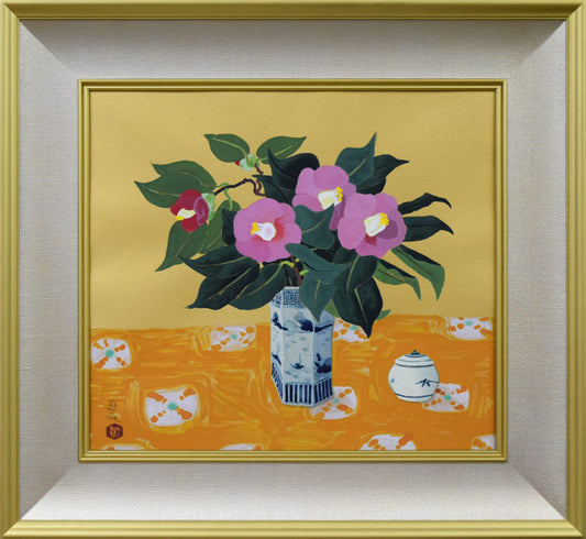小倉遊亀「椿」木版画