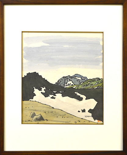 大本靖「大雪山（旭岳）」水彩画