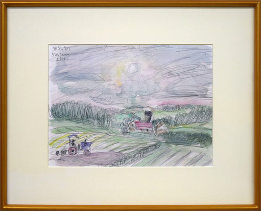 小野州一「午後の布礼別（富良野）」水彩画