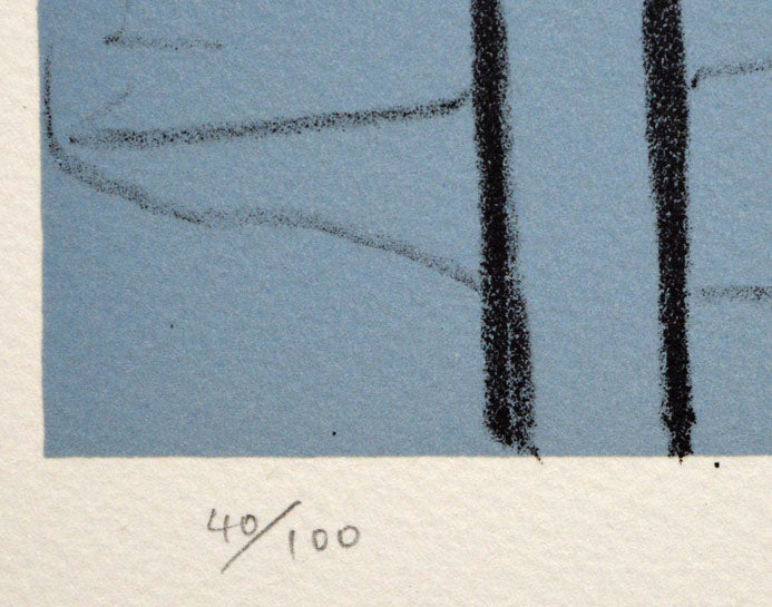 大沢　昌助「水田のあたり」リトグラフ版画・1984年作　限定番号部分（ed,40/100）