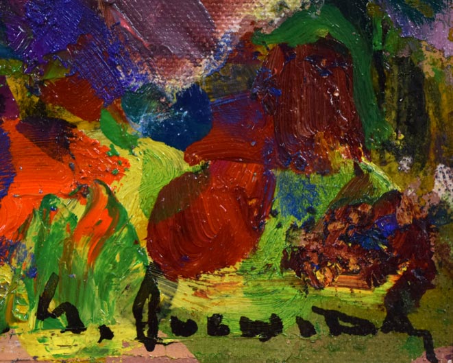 小松六郎　「甃道の秋（二月堂の坂道）」　油彩画　F6