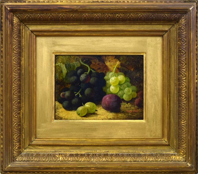 オリバー・クレア「果実のある静物」油絵（16×20ｃｍ）