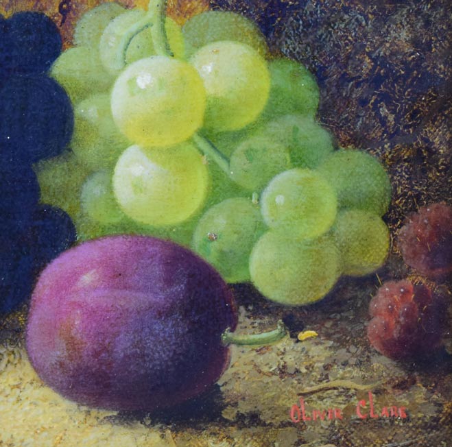 オリバー・クレア「果実のある静物」油絵（16×20ｃｍ）　拡大画像2