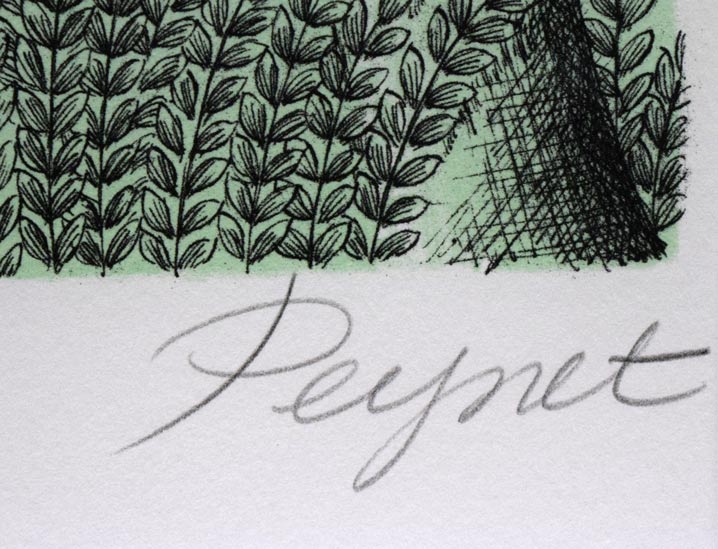 レイモン・ペイネ「愛のキューピッド」リトグラフ　本人直筆鉛筆サイン部分