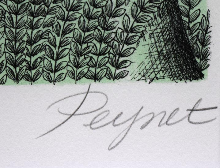 レイモン・ペイネ(Raymond　Peynet)「愛のキューピッド」リトグラフ　本人直筆鉛筆サイン部分