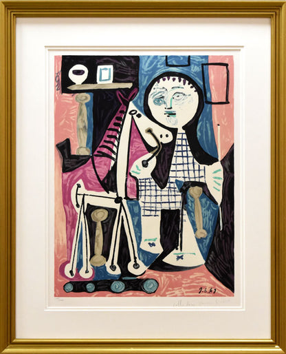 パブロ　ピカソ（Pablo　PICASSO）「クロードの木馬」リトグラフ