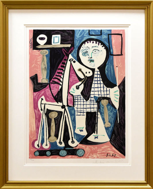 パブロ　ピカソ（Pablo　PICASSO）「クロードの木馬」リトグラフ