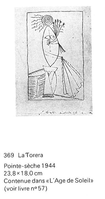パブロ　ピカソ（Pablo　PICASSO）「女闘牛士」エッチング（銅版画）　カタログレゾネ資料1拡大画像
