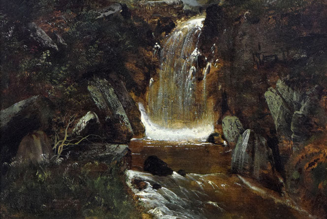 エドワード・プリーストリー「滝の風景」油絵・仏P12号　拡大画像2