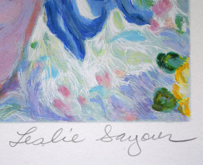 レスリー・セイヤー（Leslie　SAYOUR）「ブルーリボンベイス（HC）」シルクスクリーン版画　本人直筆鉛筆サイン