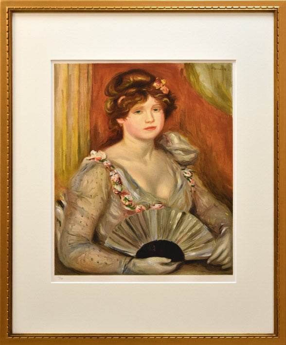 ルノワール「扇を持つ女性」リトグラフ（石版画）