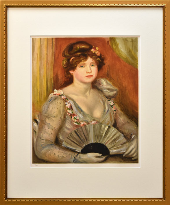 ルノワール（Pierre-Auguste　Renoir）「扇を持つ女性」リトグラフ