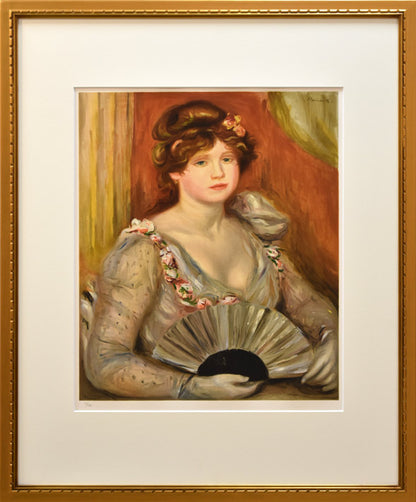 ルノワール（Pierre-Auguste　Renoir）「扇を持つ女性」リトグラフ
