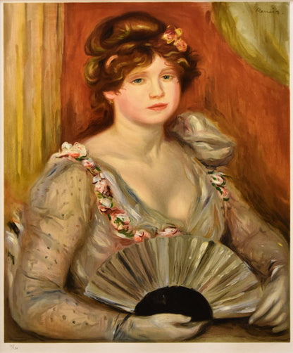 ルノワール（Pierre-Auguste　Renoir）「扇を持つ女性」リトグラフ　作品全体画像