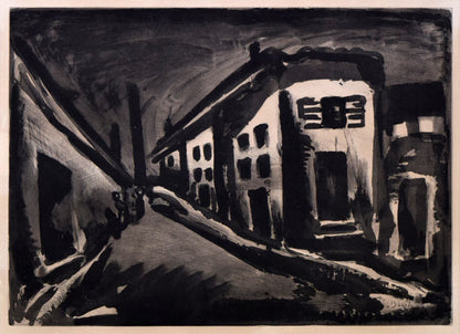 ジョルジュ　ルオー（ROUAULT）「孤独者通り：『ミセレーレ(Miserere)』より」銅版画　作品全体画像