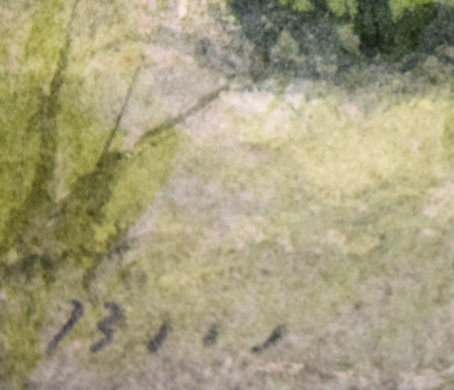 佐々木敏光「岬はるかに（神威岬遠望）」水彩画（縦30.5×横52.6ｃｍ）　サイン部分拡大画像